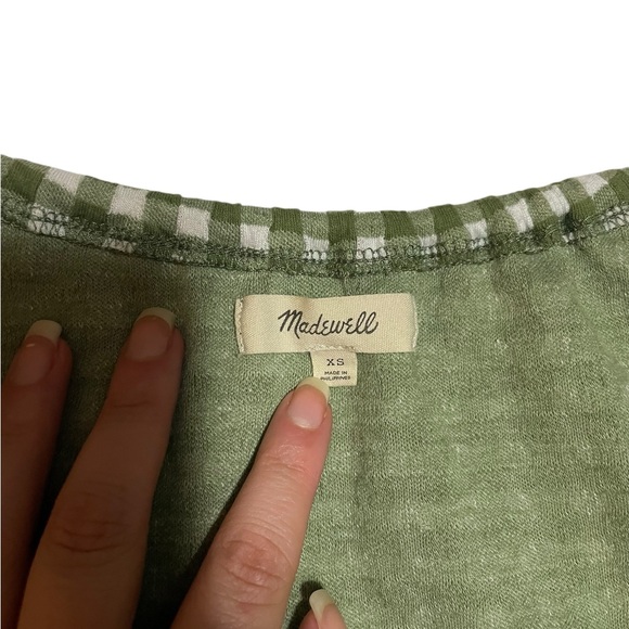 Madewell Jacquard Puff Sleeve Mini Dress‎ Green Gingham Check XS Cottagecore - Picture 7 of 11